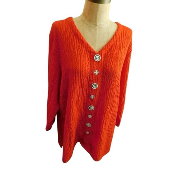 Multiples Size XL Vneck Textured 3/4 Sleeve Boutique Blouse Top - Picture 1 of 3